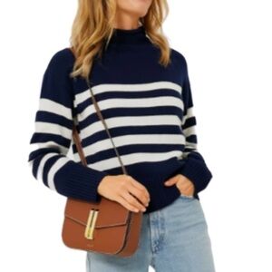 Truth by Republic Long Sleeve Mock Neck Navy White Stripes Sweater NWT Size L